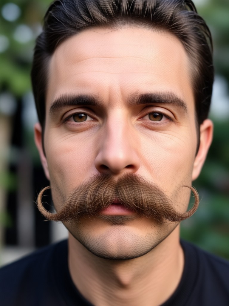 Foto anak dengan kumis besar yang konyol