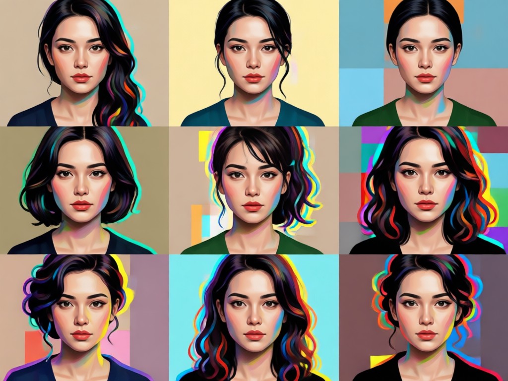 AI splits one photo into nine grid squares