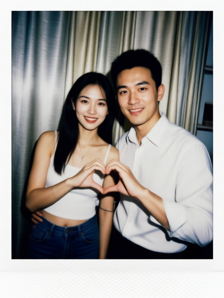 Classic white border Polaroid with a smiling couple