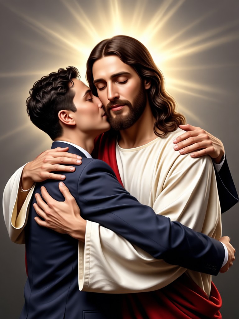 AI Jesus hug video example download share