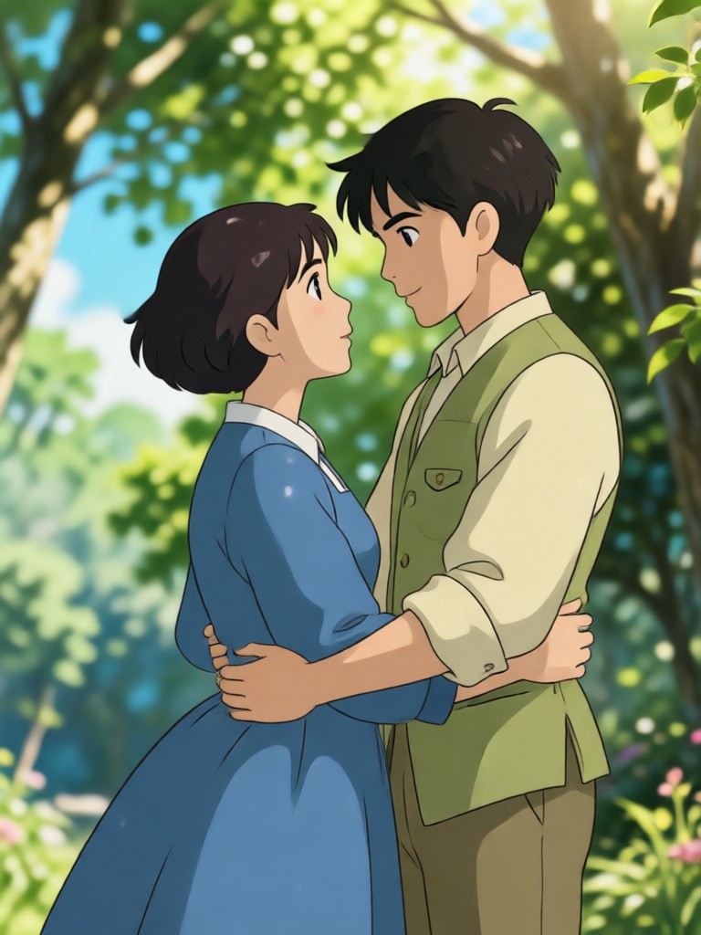 Studio-Ghibli-ästhetisches Paarporträt
