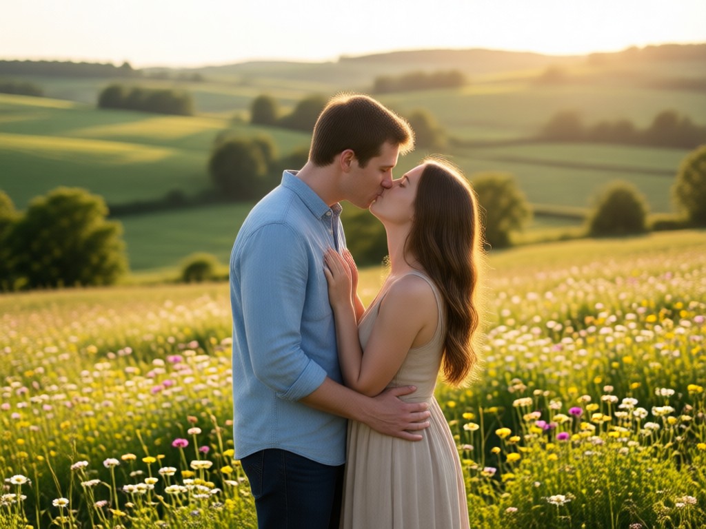 Realistic AI kiss animation example
