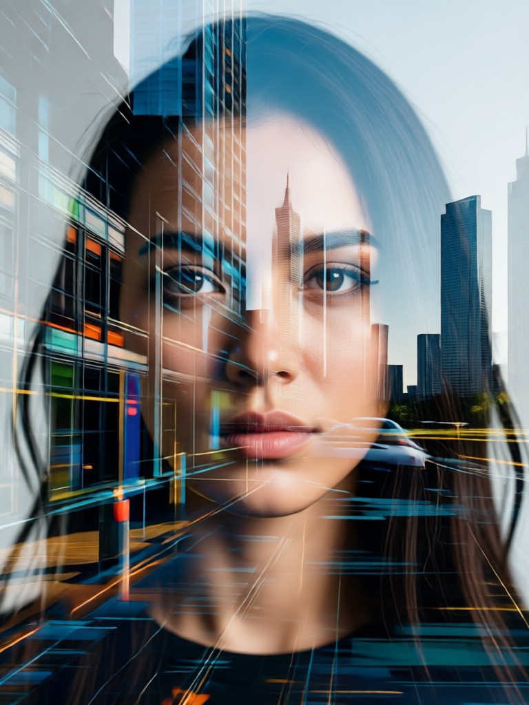 Modern artistic double exposure creation