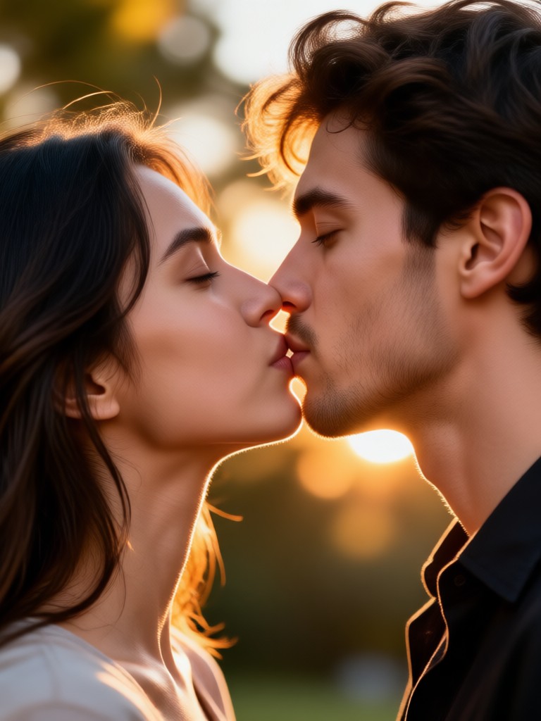 Couple photo transformed into moving kiss video