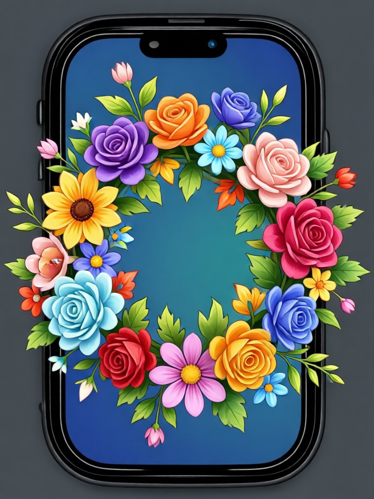 Corona de flores de ramilletes generada por IA sobre cabello rizado