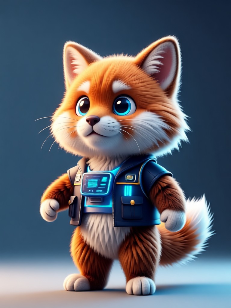 neon enhancements और futuristic कपड़ों वाला cyberpunk rabbit कैरेक्टर