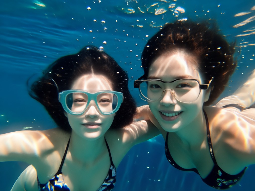Realistic water refraction and light rays in an AI portrait