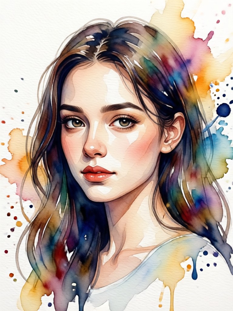 Professionelles Bewerbungsfoto als modernes Aquarell neu interpretiert