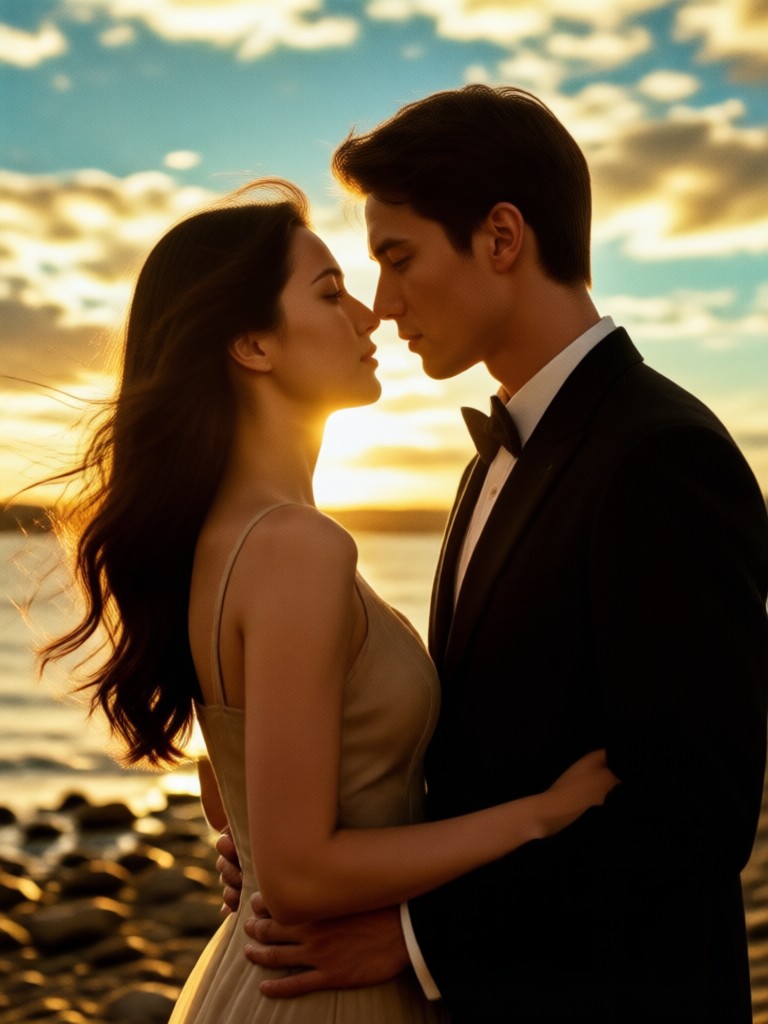 Smartphone displaying a beautiful film-style couple photo