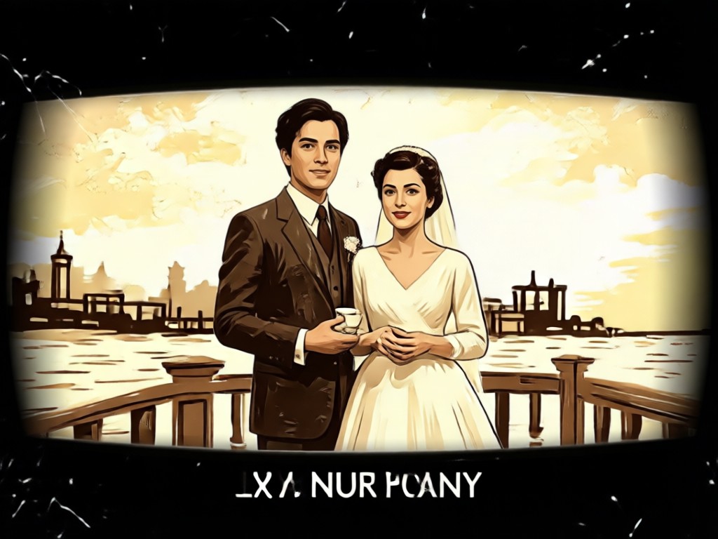 Vintage film grain and texture effects on couple video