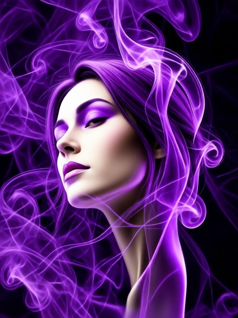 Retrato com fumaça aparecendo como uma aura mística