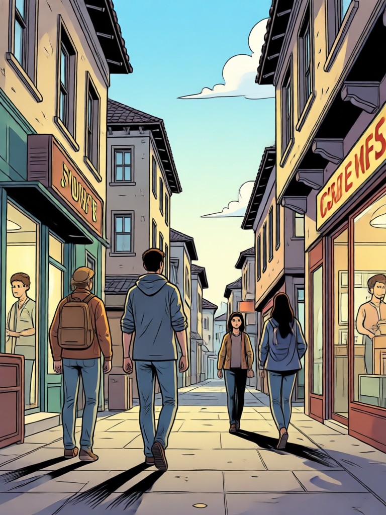 Sci-Fi-Comic-Panel mit KI-generierten Charakteren