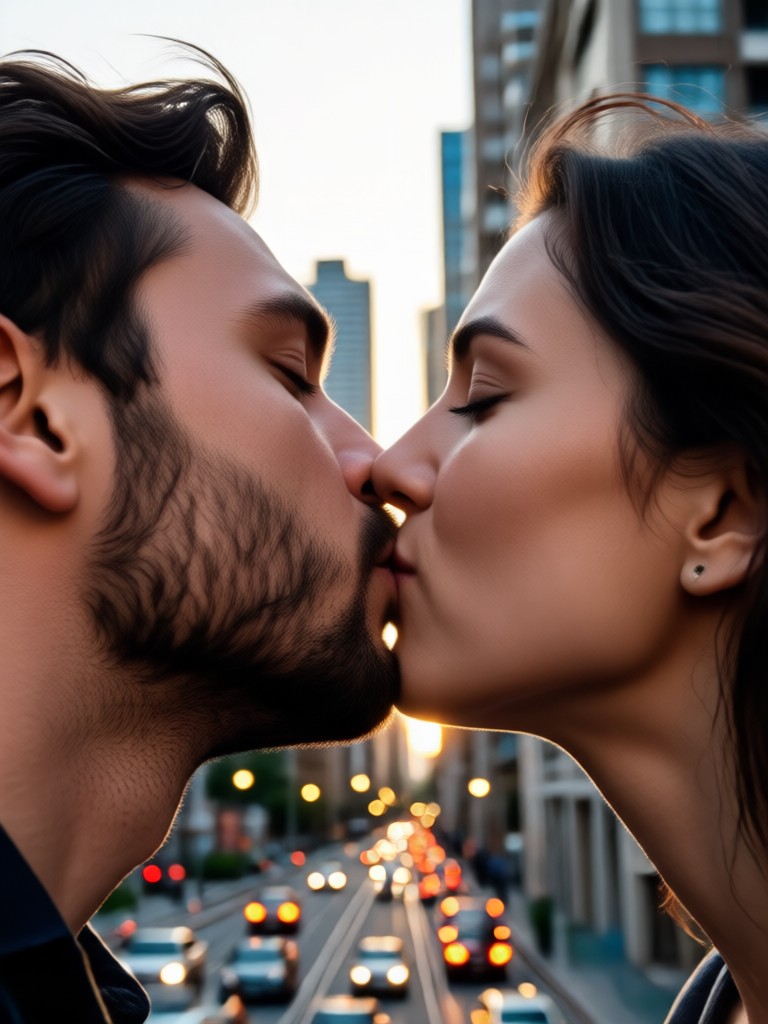 Cute animated kiss for long distance relationship