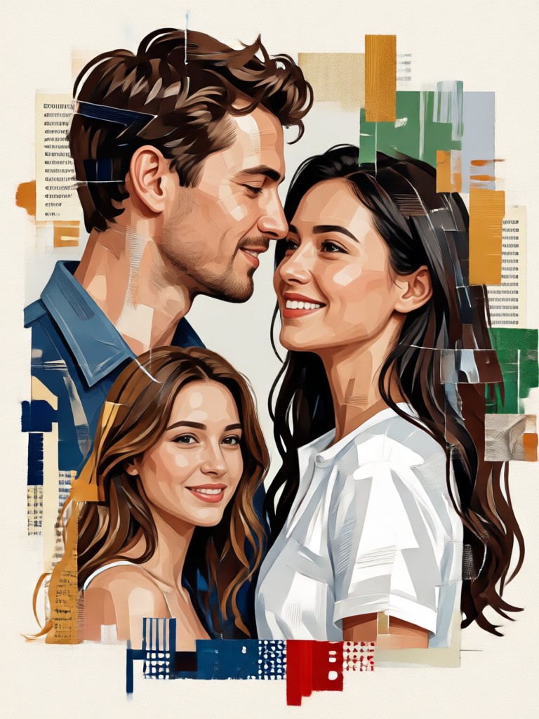 AI generated couple portrait collage example