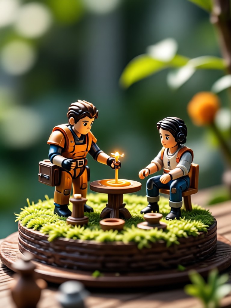 Miniature festival with tiny lights and tents