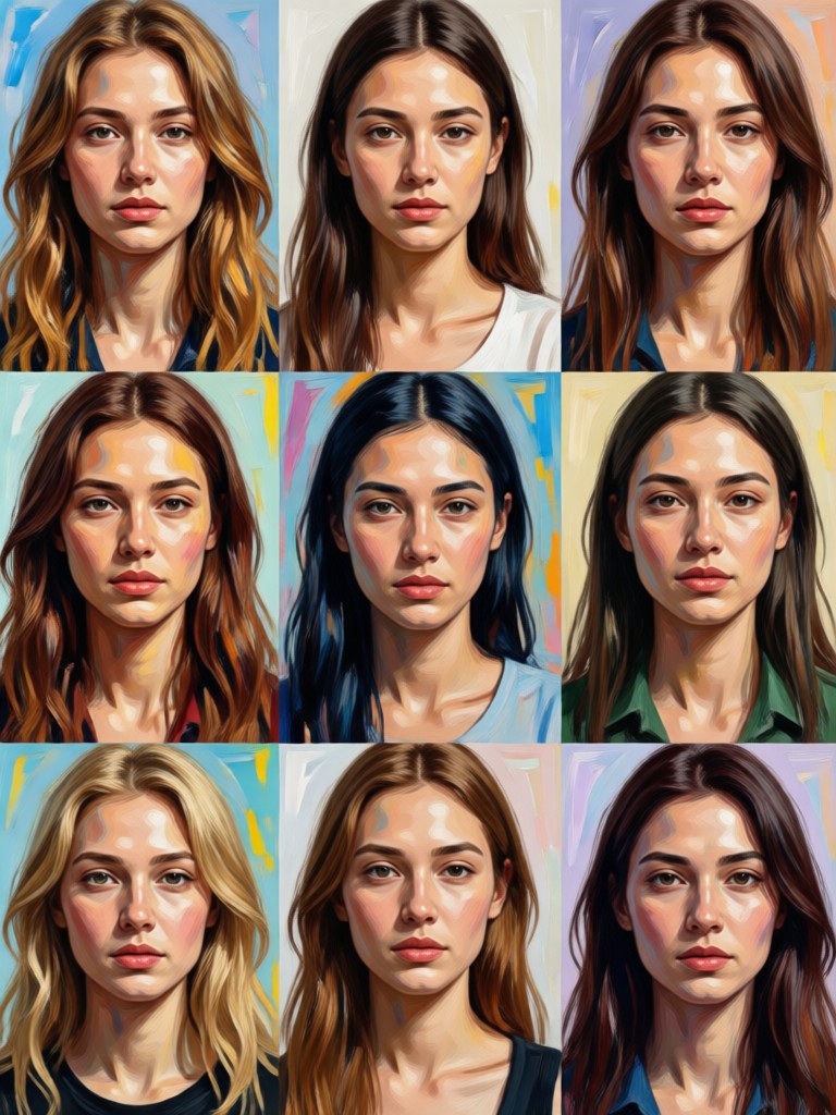 Couples portrait split into a matching nine grid