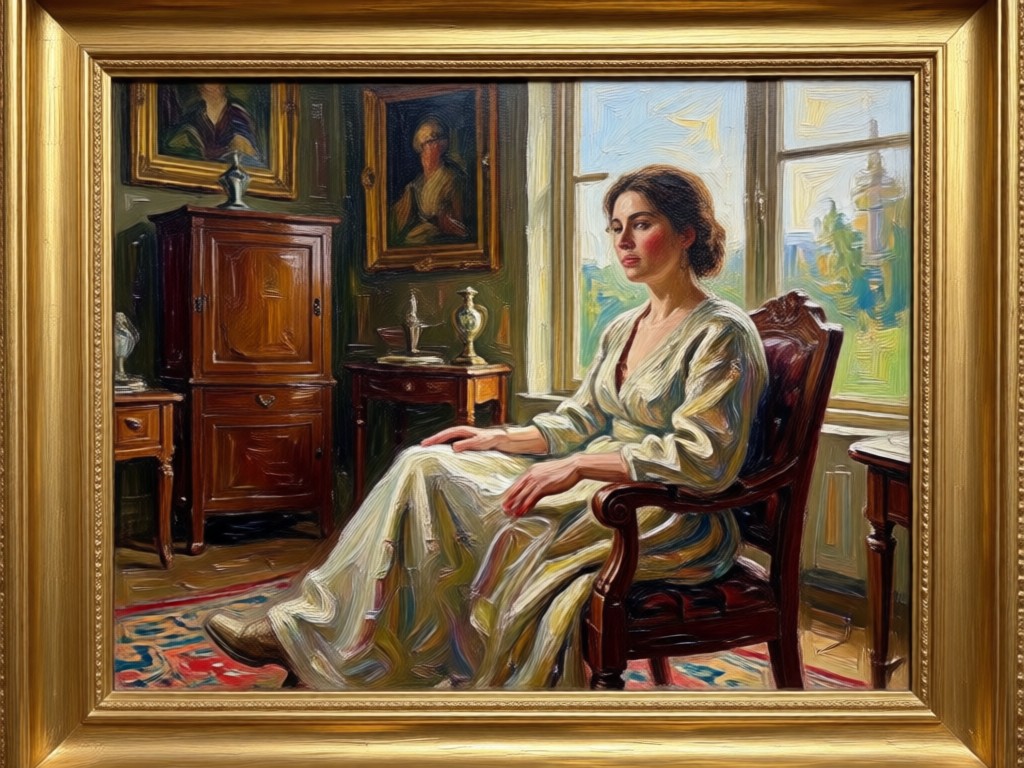 Pintura mostrando efeitos dramáticos de iluminação aprimorados