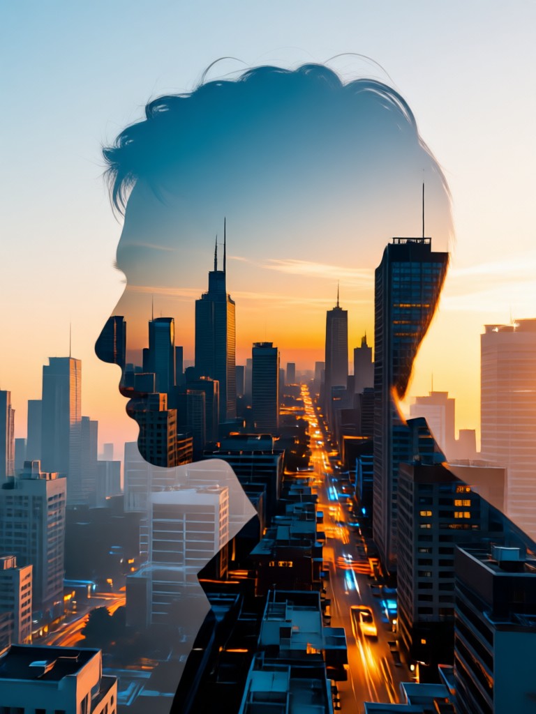 abstract geometric double exposure photo effect