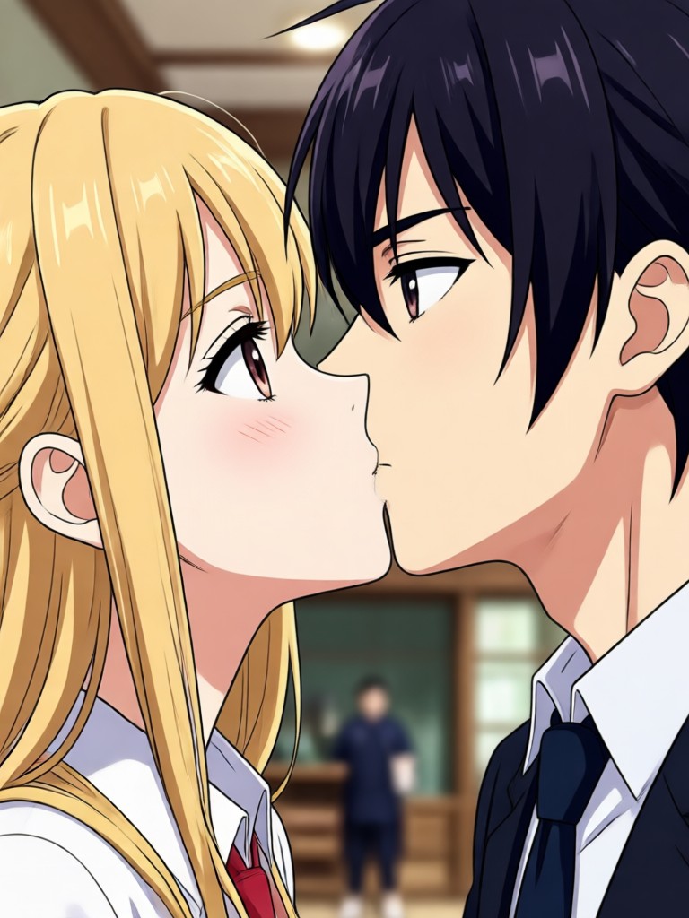 Epic fantasy anime kiss final scene