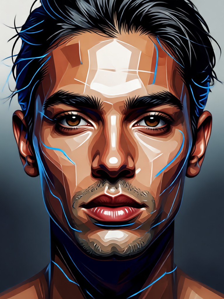 Vintage style red black portrait