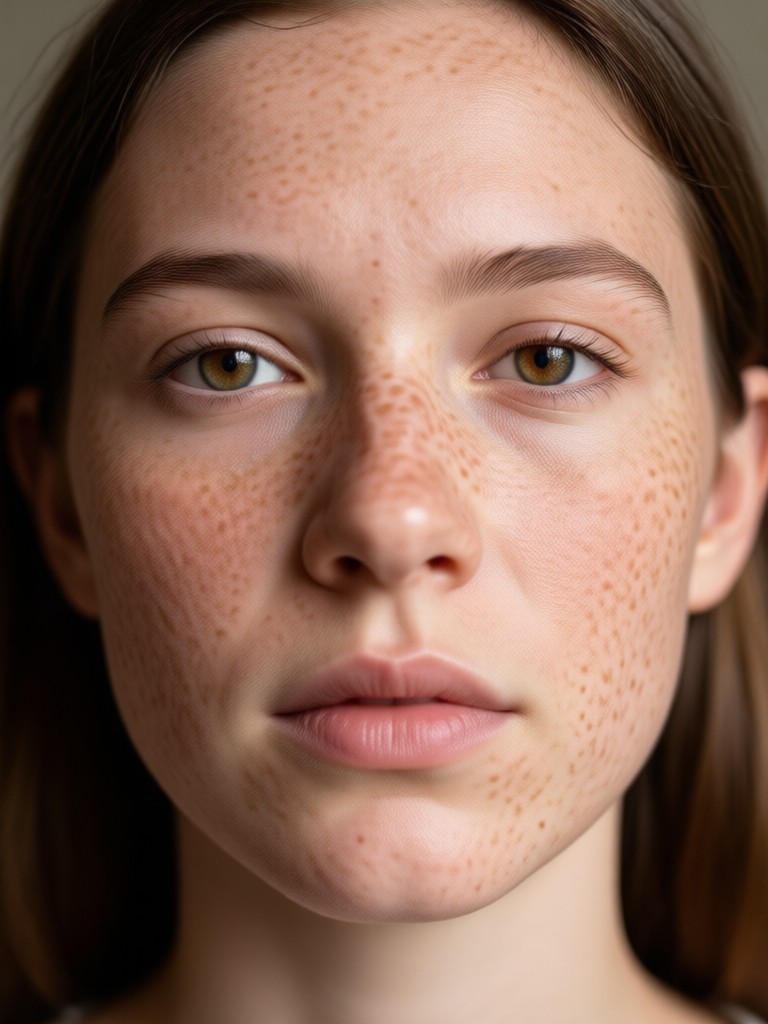 Dusting of subtle nose freckles