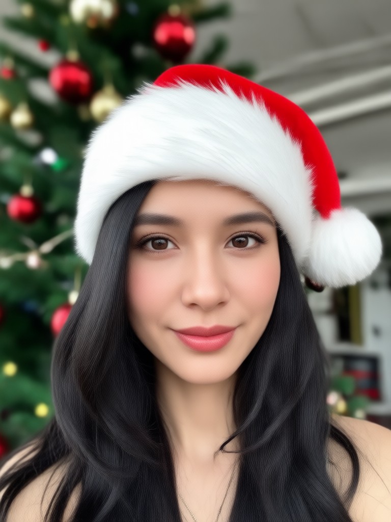 Professional headshot with subtle holiday hat