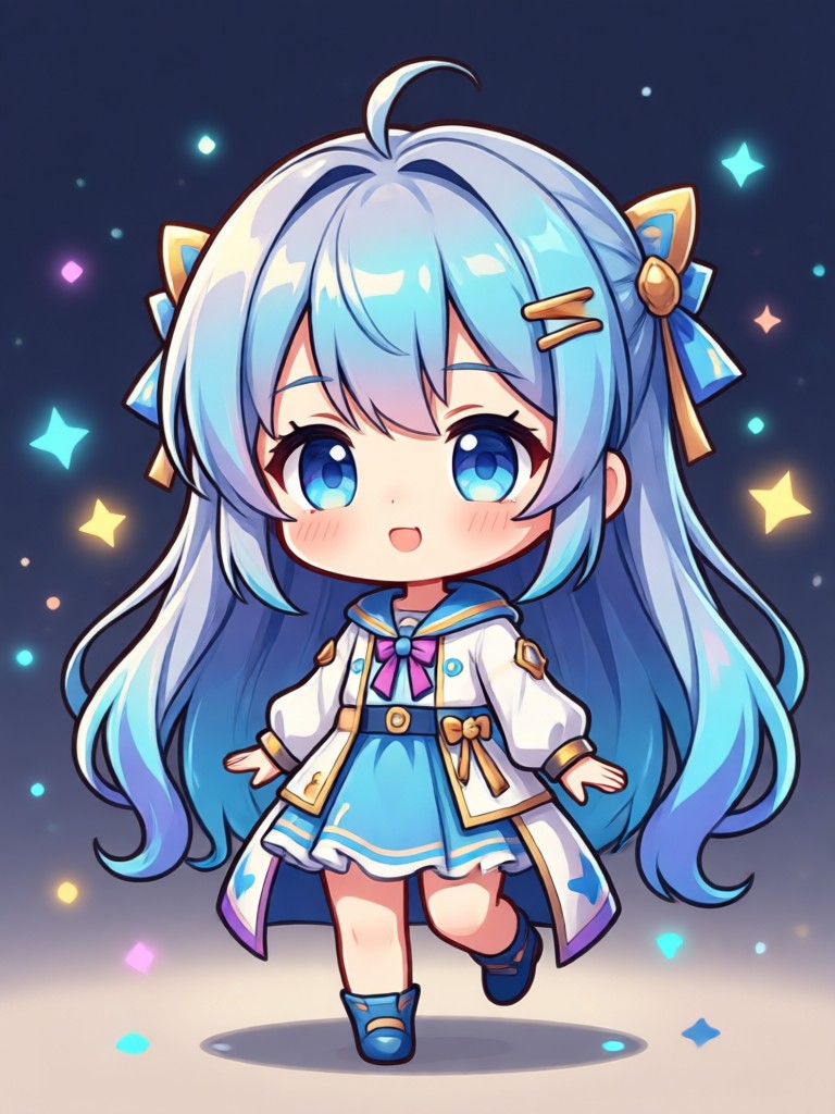 Chibi fofo colorido pastel com animais de estimação