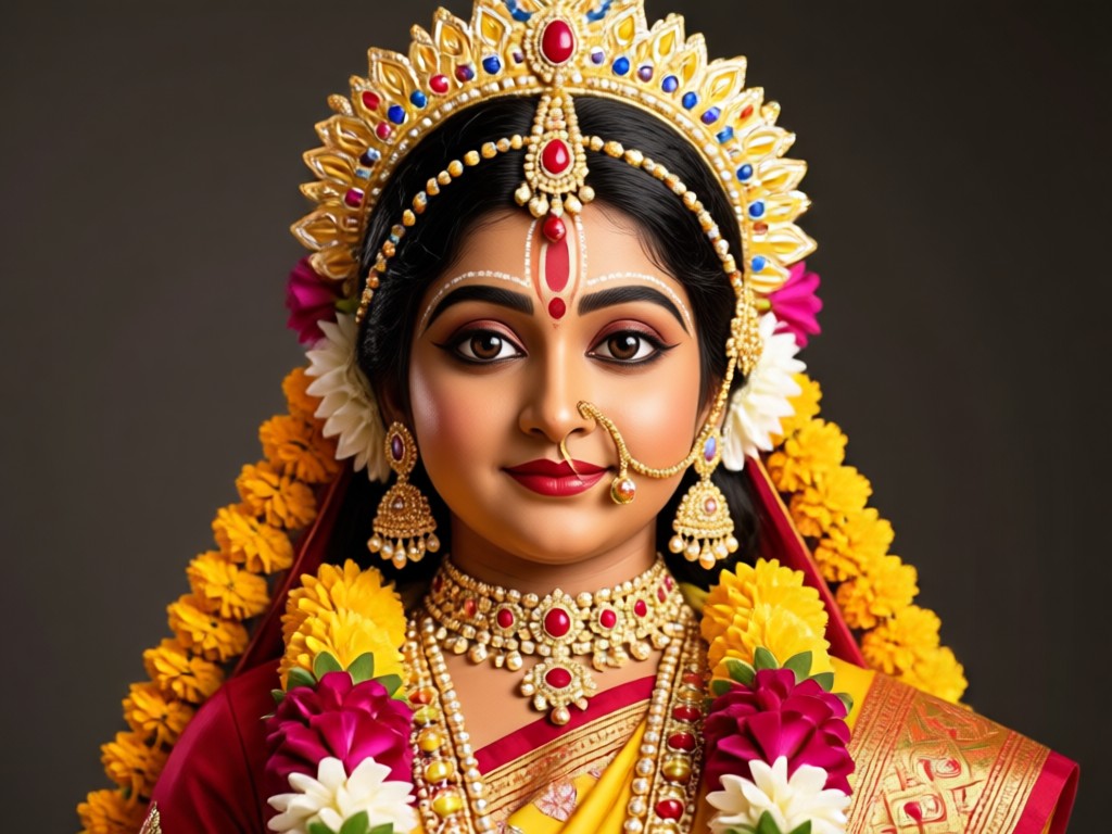 AI adding traditional jewelry and saree to portrait
