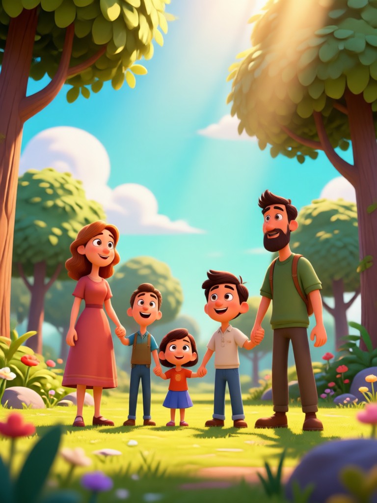 Pixar style birthday party scene AI generation