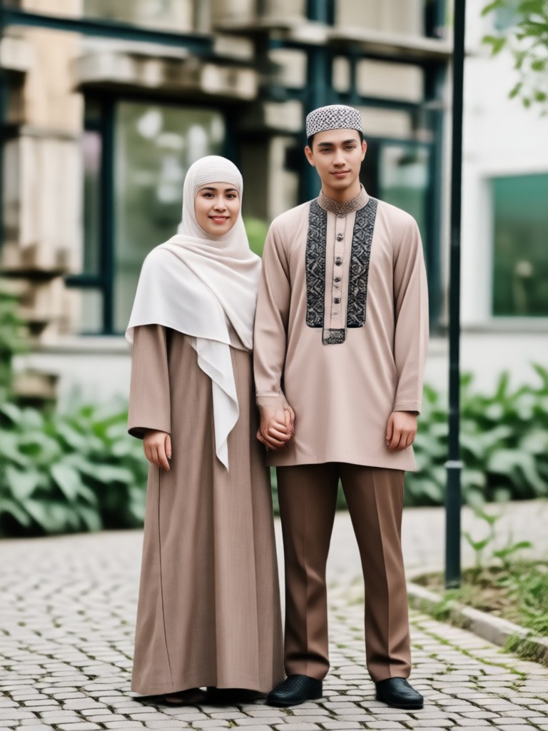 AI Kaaba couple portrait with golden hour lighting