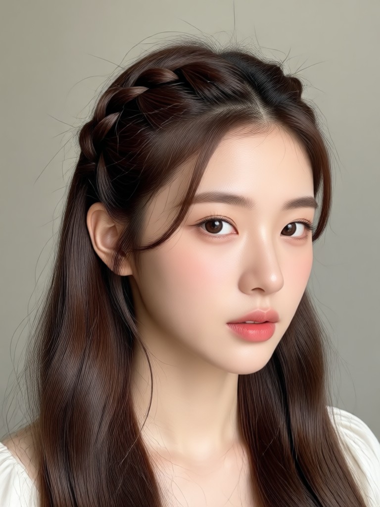 Korean curtain bangs hairstyle AI