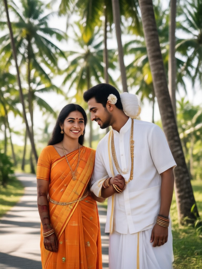 Elderly Kerala couple portrait AI generated