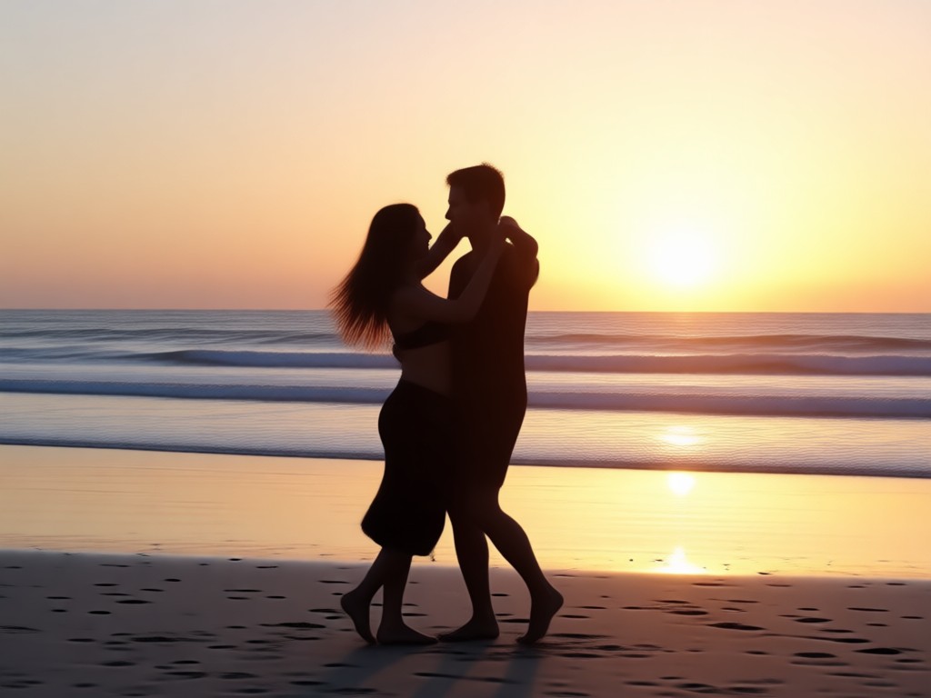 Finales KI-generiertes Paartanzvideo am Strand
