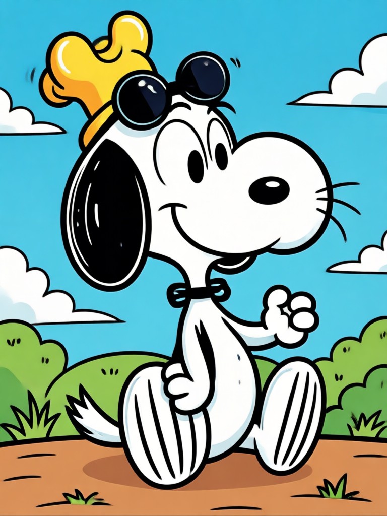 Parada de animação do Snoopy dançando em desenho animado