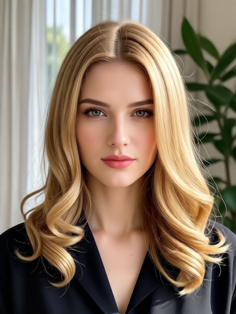 Mobile app screenshot showing hair transformation interface