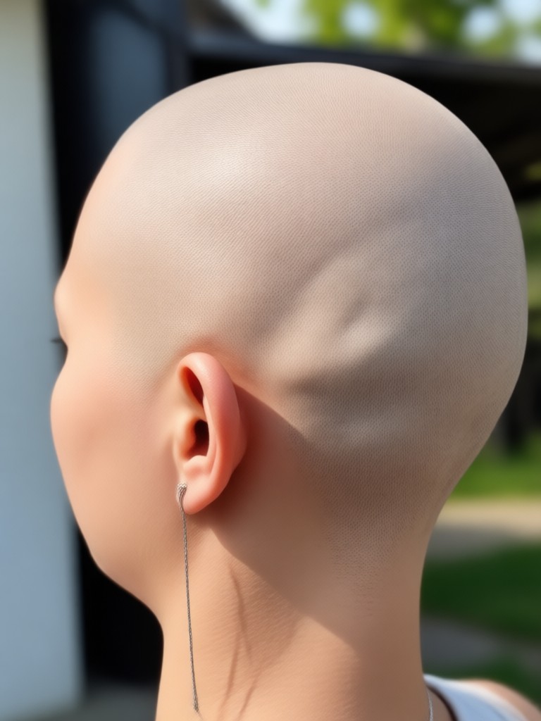 Casual photo transformed to bald style