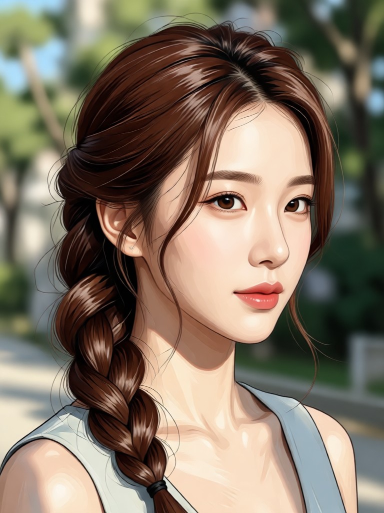 AI generated Korean wolf cut hairstyle transformation