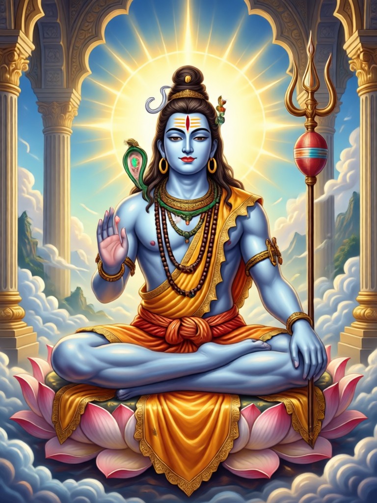 Minimalist line art AI depiction of Lord Shiva