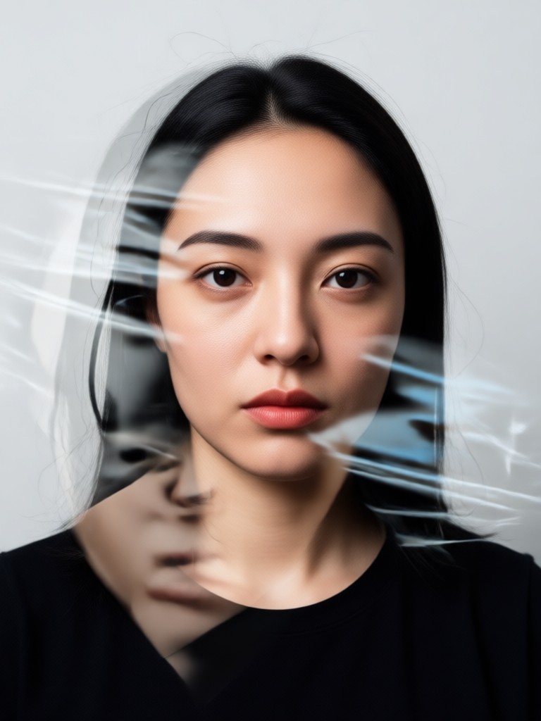 Portrait with Raven Double Exposure