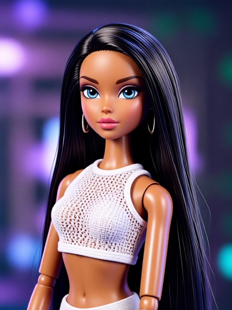 Muñeca Bratz con cabello rosa y maquillaje atrevido