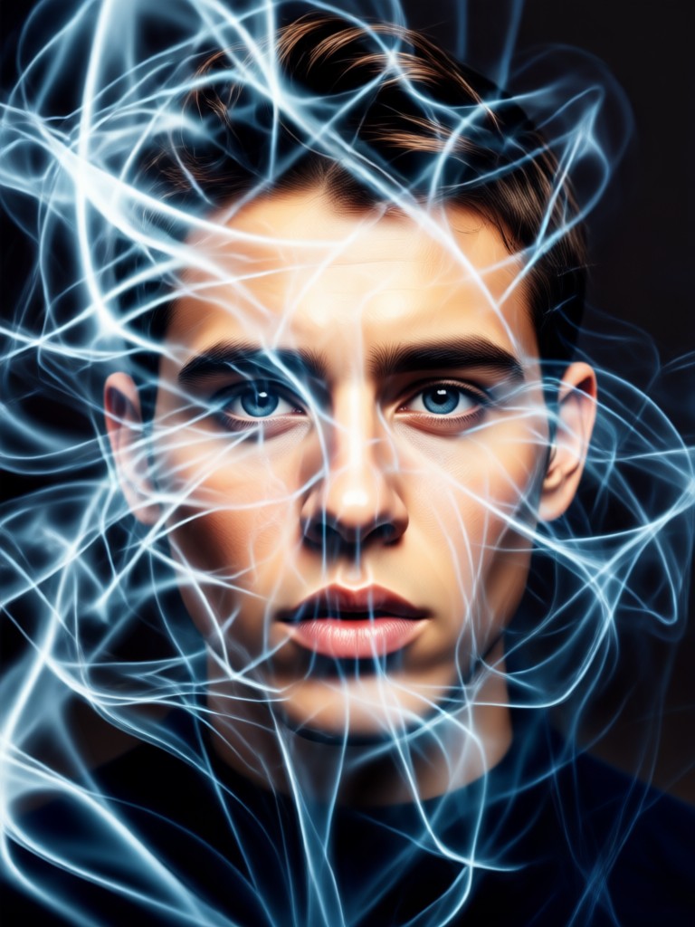 Colorful abstract smoke portrait art