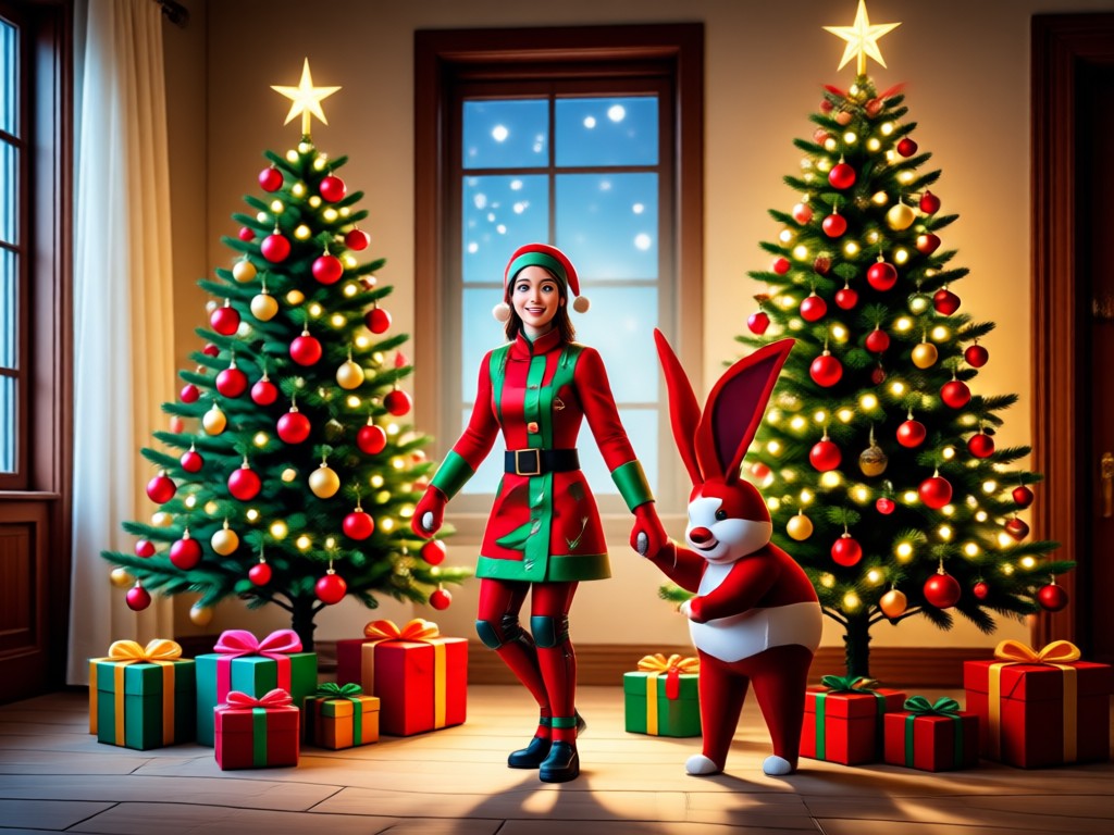 AI adding Christmas elements to a family photo