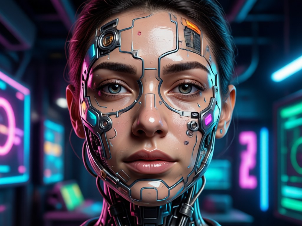 Visual of a text description transforming into an AI generated portrait