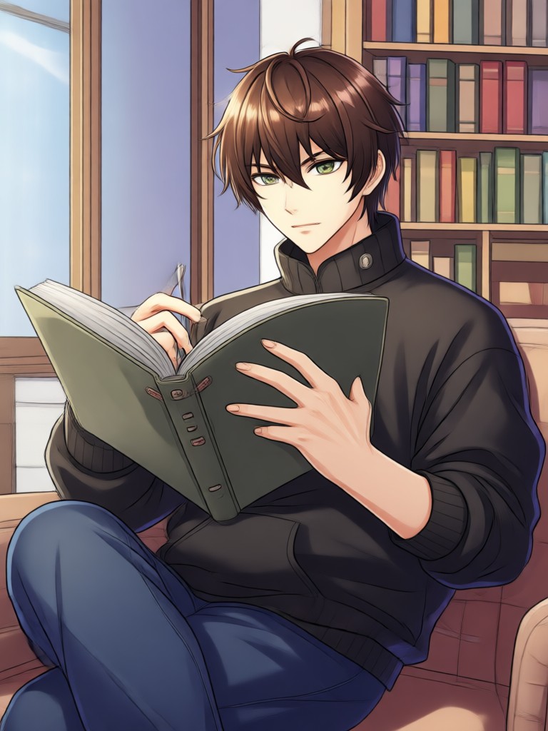 Elegant bishounen character in formal wear