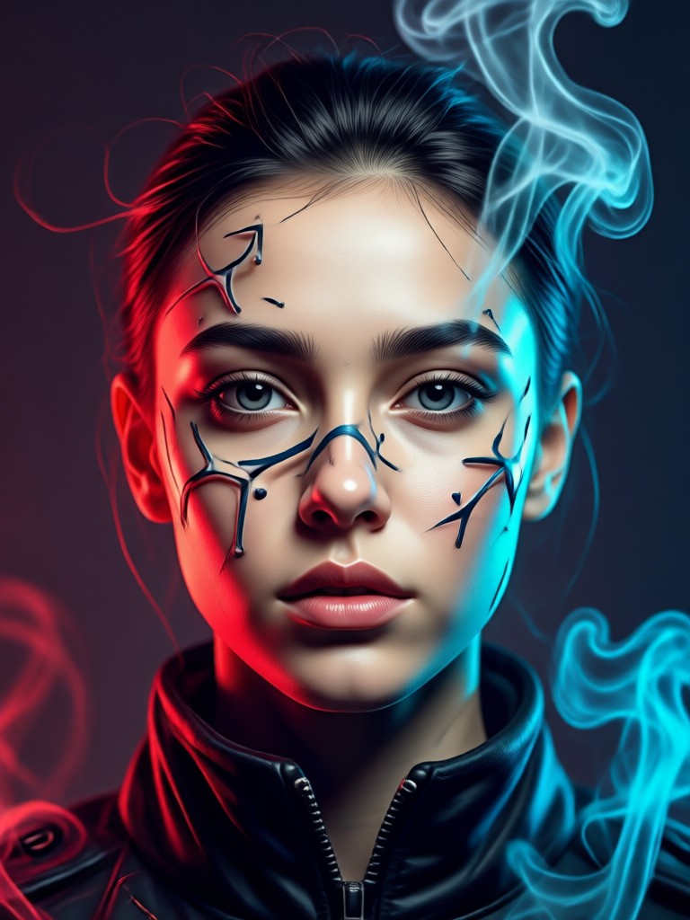 Salida del generador de retratos con humo doble vibrante