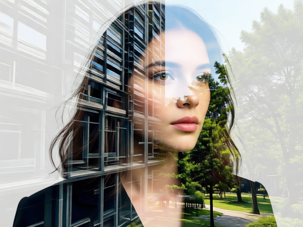 One tap transformation to professional double exposure