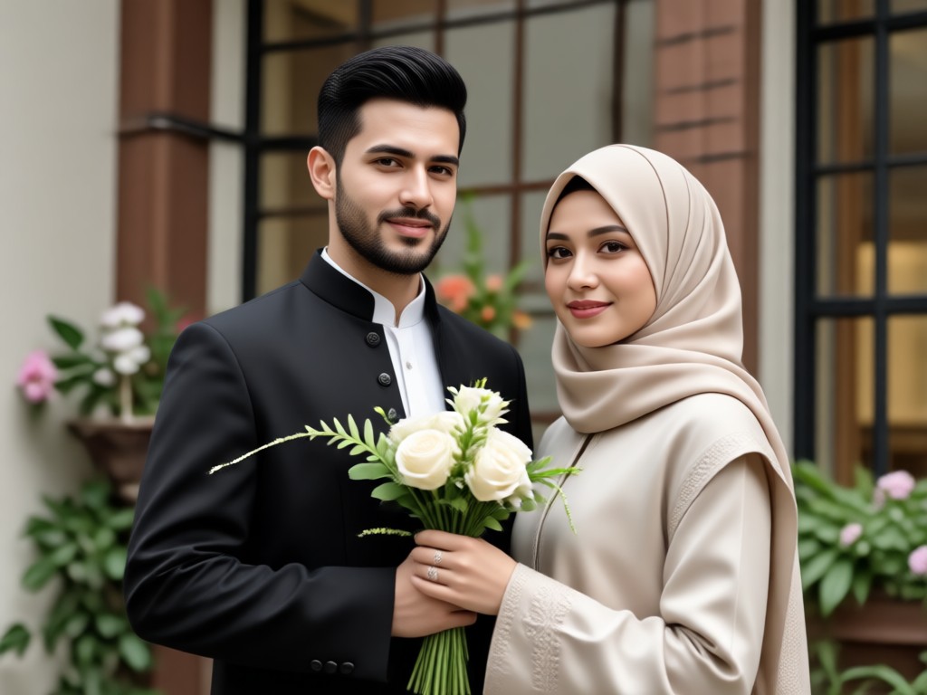 Beautiful AI generated Muslim couple portrait example
