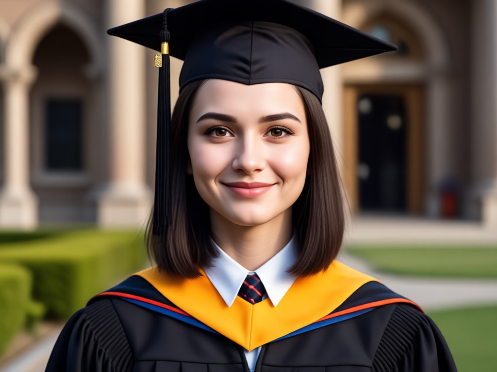 Graduation photo with custom diploma and background