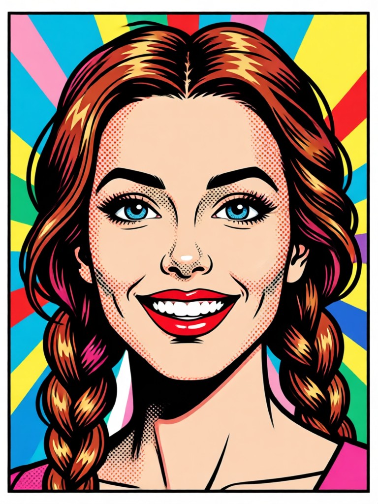Pop art celebrity portrait mimicking classic styles