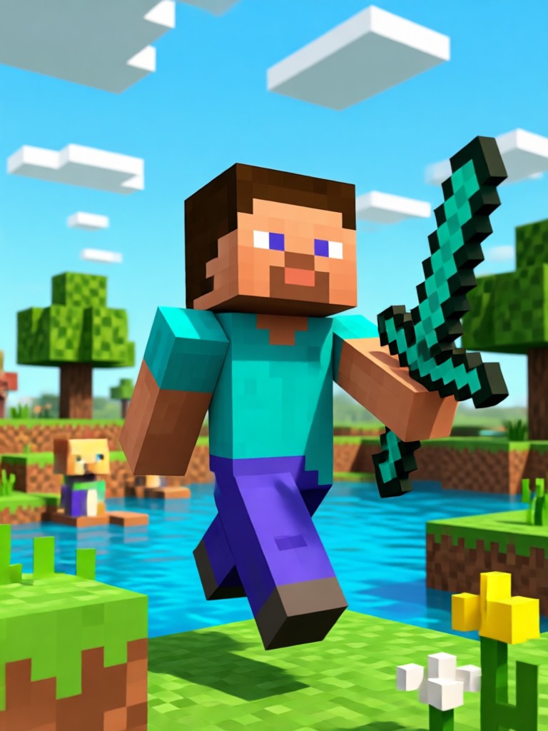 Anime character converted to Minecraft aesthetic